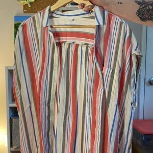 Old Navy button up blouse, cute stripes, NEW w/o tags, 2X plus